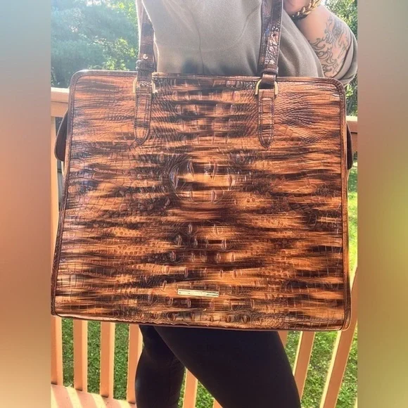 Brahmin Tia Tote Bag Tiger’s Eye Melbourne Leather Large Zip Tote NWT - Picture 7 of 7